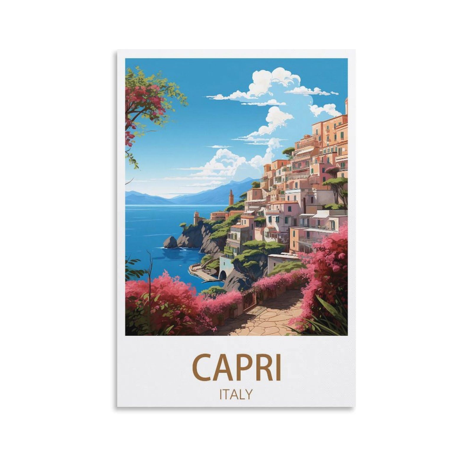 EZMLFA Diamond Painting Kits for Adults,Capri Italy 5D Diamond Painting Kit for Adults Beginners, DIY Full Round Drill Gem Art Kits for Home 40x50cm
