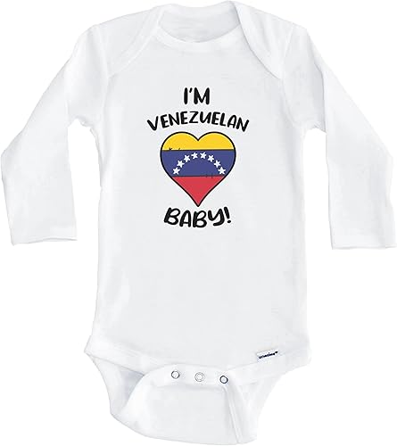 Really Awesome Shirts I'm Venezuelan Baby Funny Venezuela Flag Heart Baby Bodysuit (Long Sleeve)