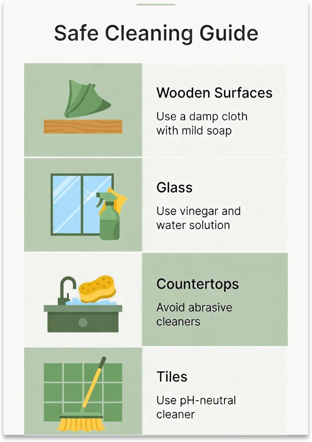 Home Cleaning Wall Art Poster Print - Safe Cleaning Guide Infographic - 13x19 - Modern Decor