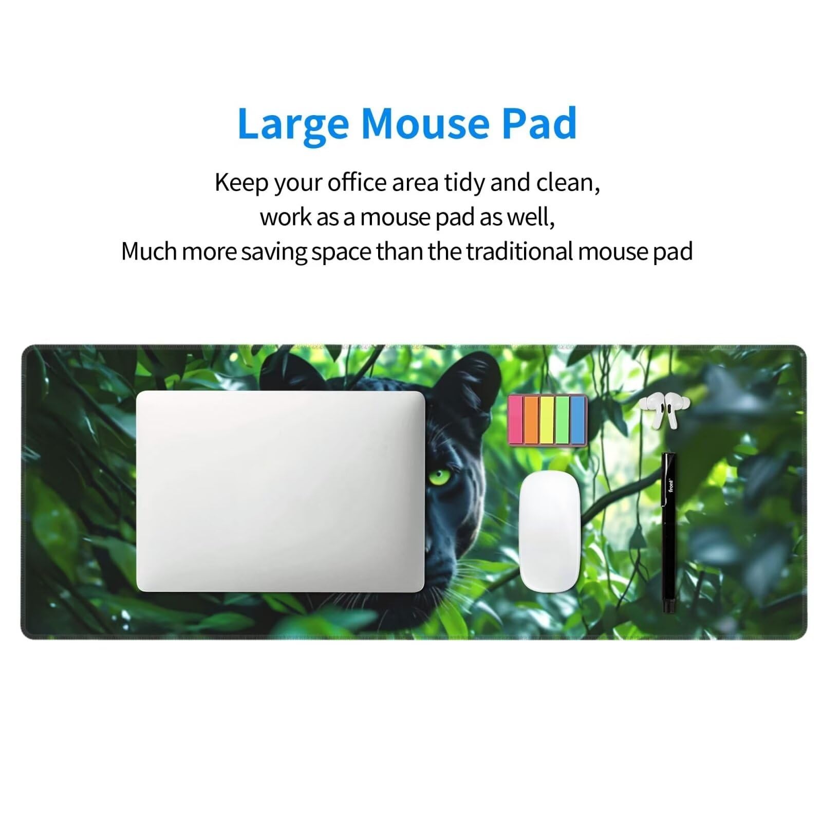 Tappetino Mouse, Tappetino Mouse Gaming Grande XXL 1500x800x3mm Tappetino Scrivania Mouse Pad, Base in Gomma Antiscivolo, Bordi Cuciti,Lavabile, Mousepad per Ufficio e Gaming (pantera) R-246