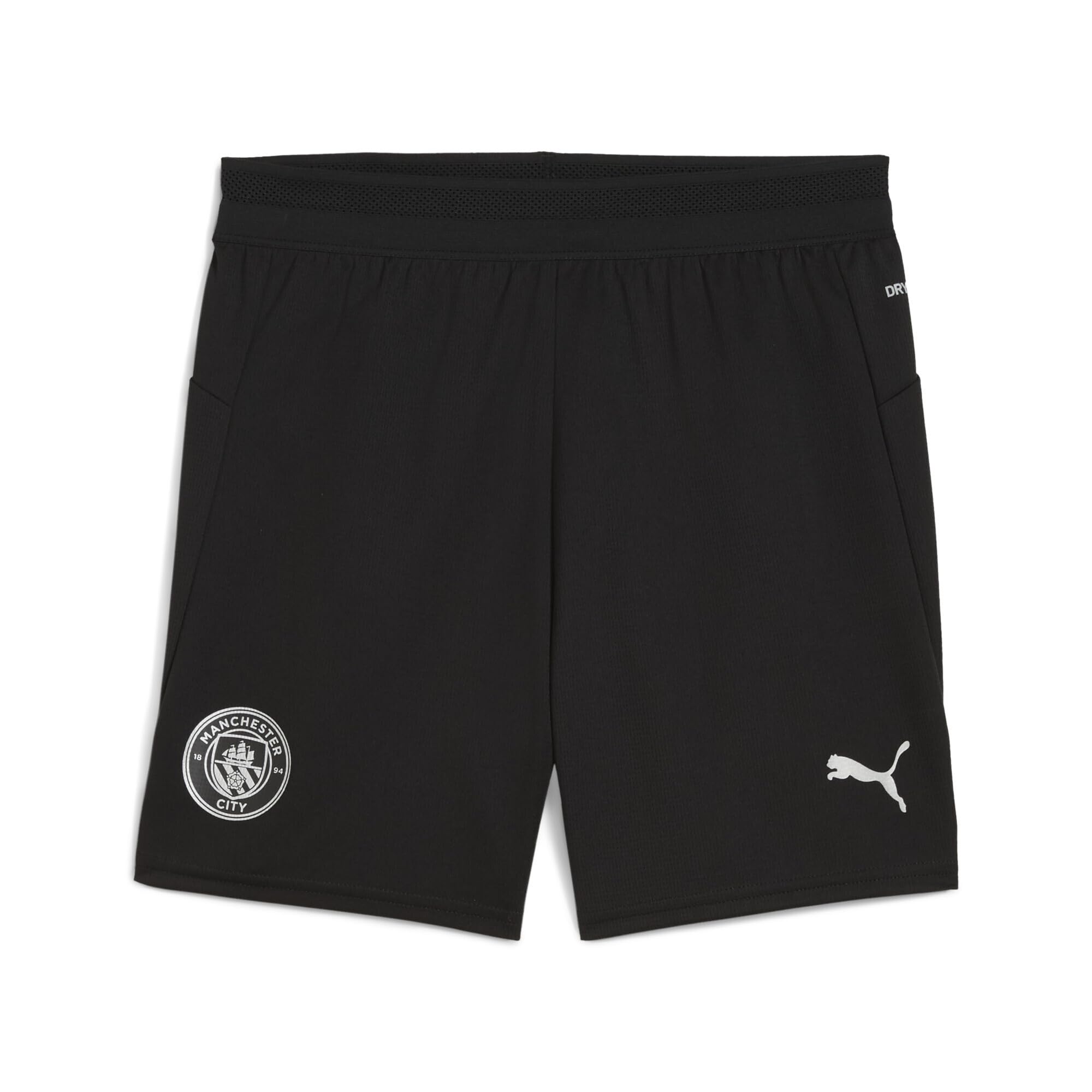 PUMA Manchester City FC Kids' Training Shorts Without Pockets 25/26, Black (Black x Silver), 116