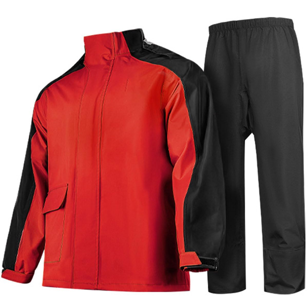 Traje Impermeable de Cuerpo Entero Unisex: Chaqueta Cortavientos con Aberturas + Pantalones con Cintura elástica. Equipo de Moto Resistente a la Lluvia y Duradero. (Size:2XL,Color:Rojo)