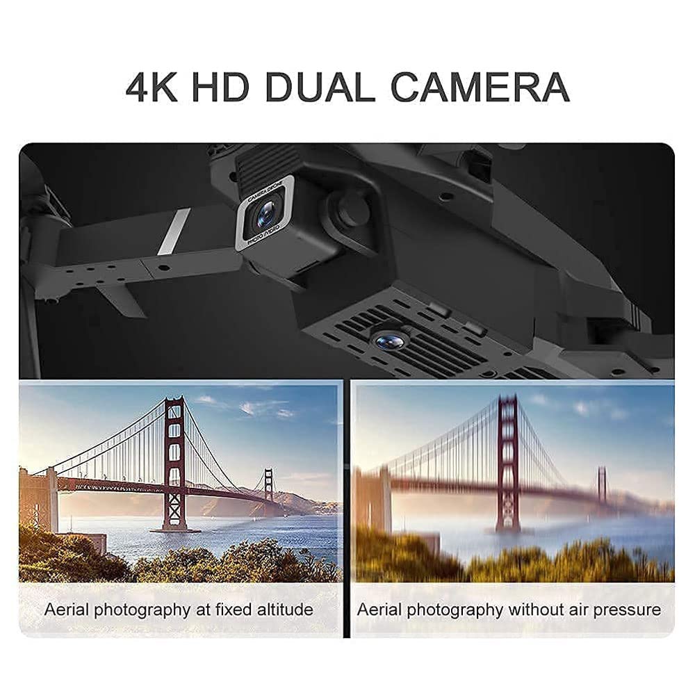 Foldable FPV Drone with 4K WiFi Camera for Adults and Kids Gesture Control RC Quadcopter with 2 Batteries Auto Hover Sensor Carrying Case (Black)