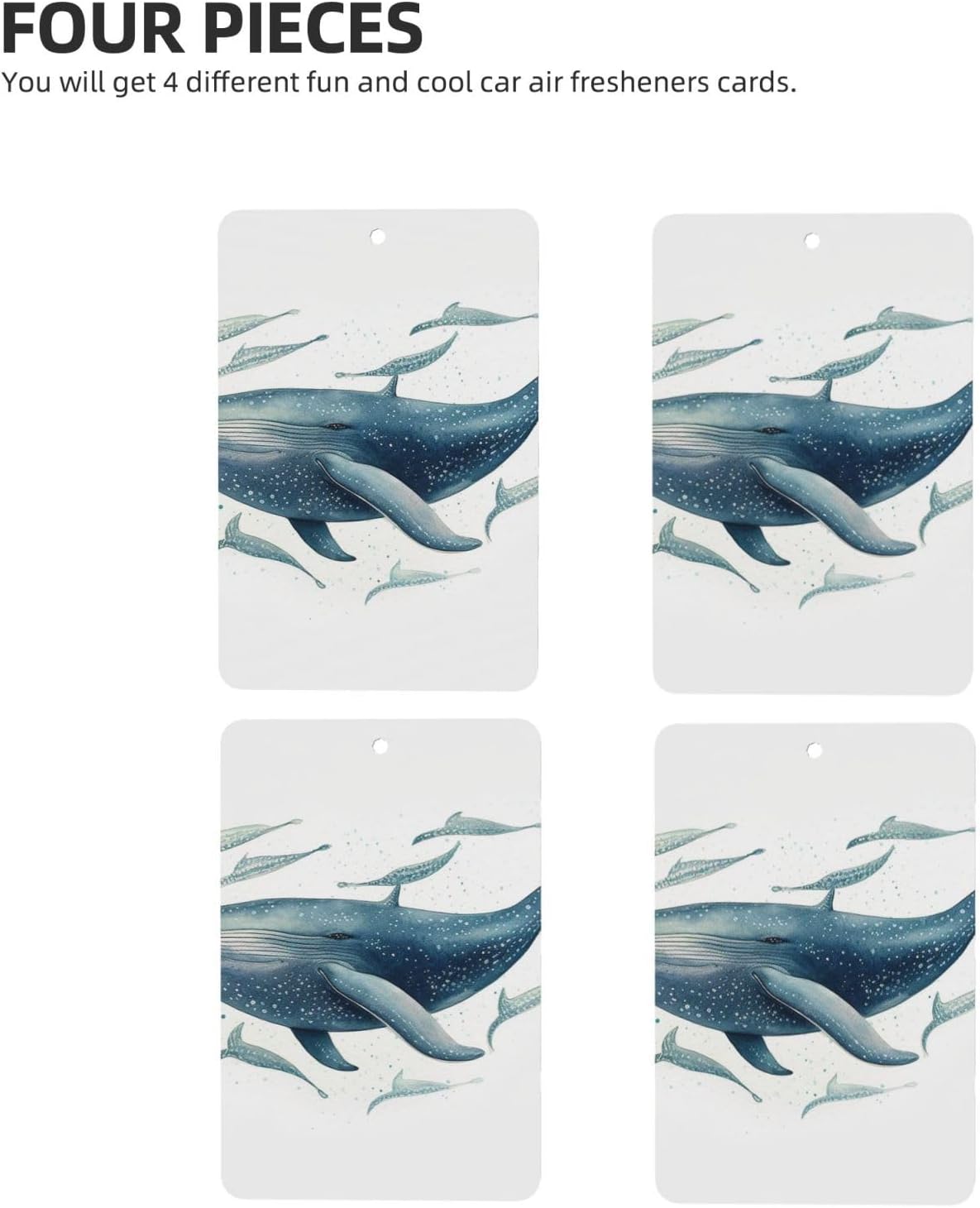 Car Air Fresheners Cards Set of 4 Pieces,Blue Whale Mirror Pendant Hanging Scented Cards for Wardrobe Bathroom Long-Lasting Auto Aromatherapy Tablets Gifts Car Rearview image 2