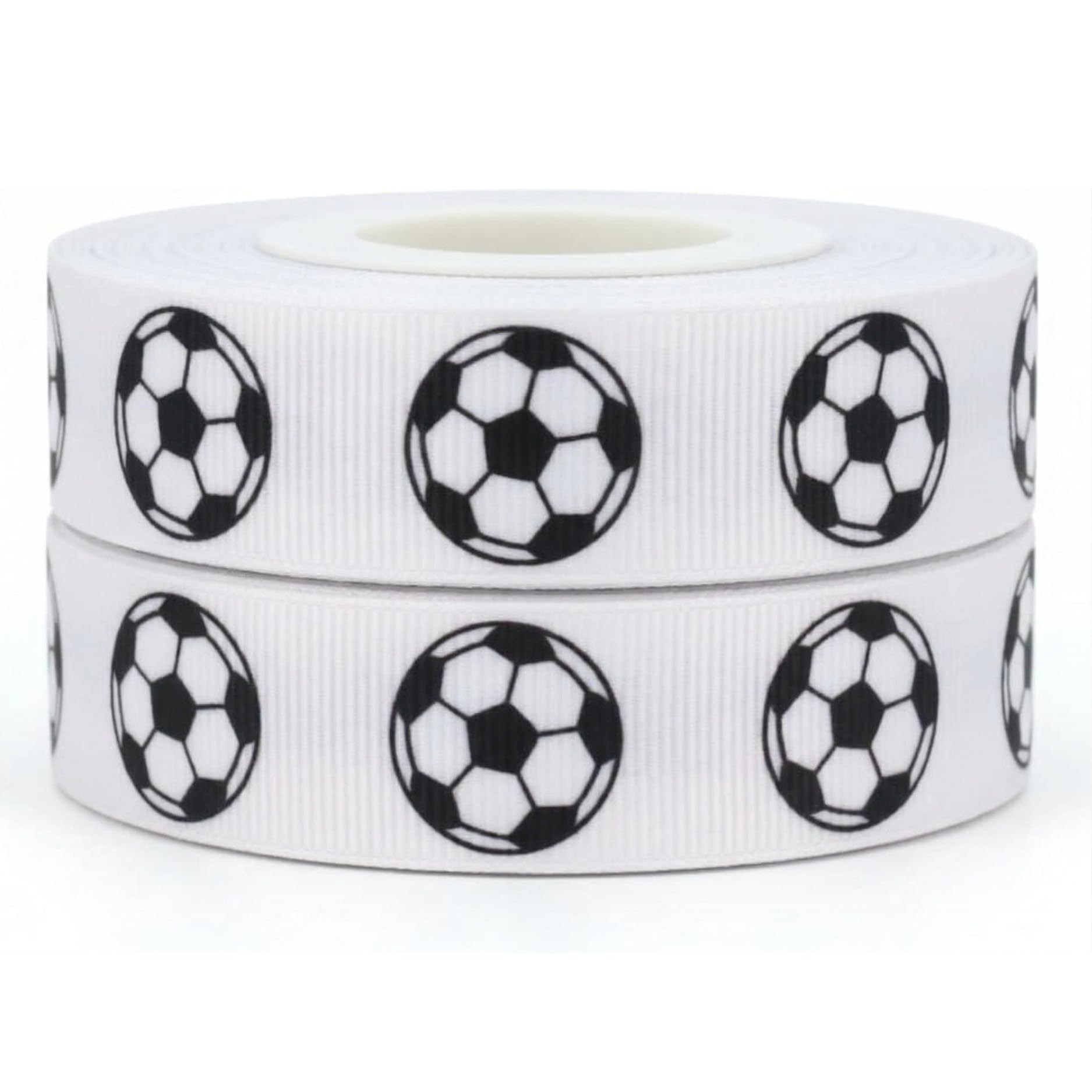 White Football 2m x 22mm Wide for Personalised Birthday Cake Decoration Ribbon & Decorating Ideas for Present Gift Wrap Bows Toppers or Wrapping for Bags Box Balloon String Cards Art Craft Ribbon …