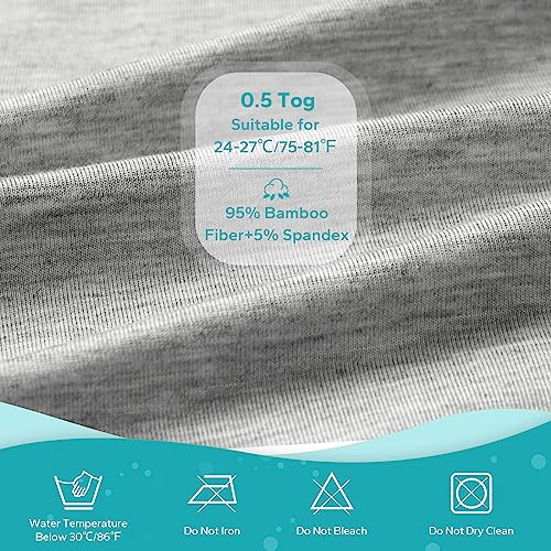 Zigjoy Shark-Fin Transition Swaddle - Soft Baby Wearable Blanket 95% Bamboo Fiber Self-Soothing Sleep Sack, 0.5 Tog, Gray, 3-6 Months #TOP3