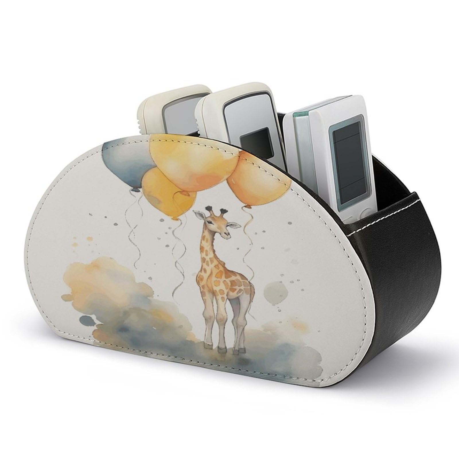 Btcowzrv Style Hand Drawn Giraffe Remote Control Holder With 5 Compartments