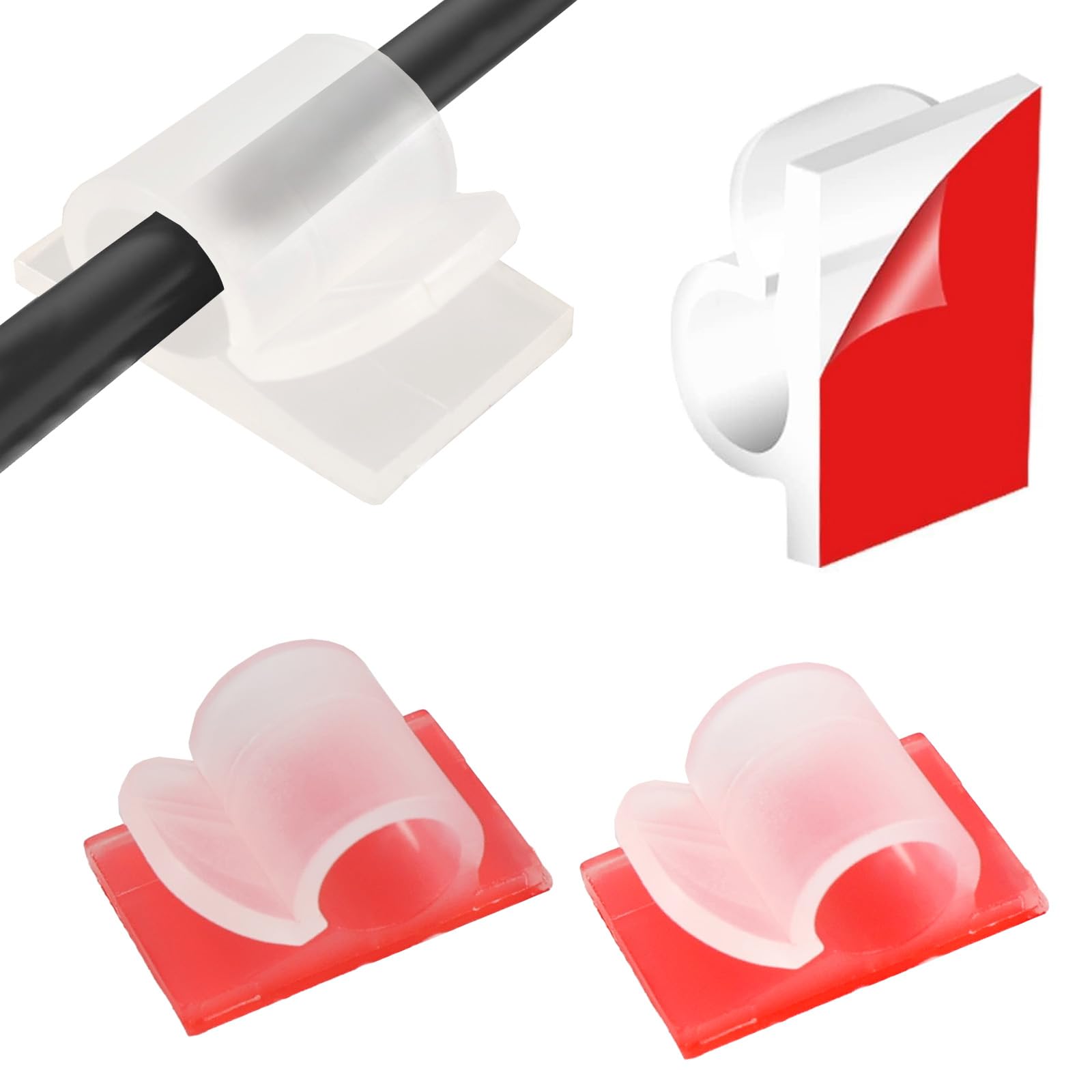 MINGBOLIN Self Adhesive Cable Clips, 100 Clear Outdoor Light Wire Clips