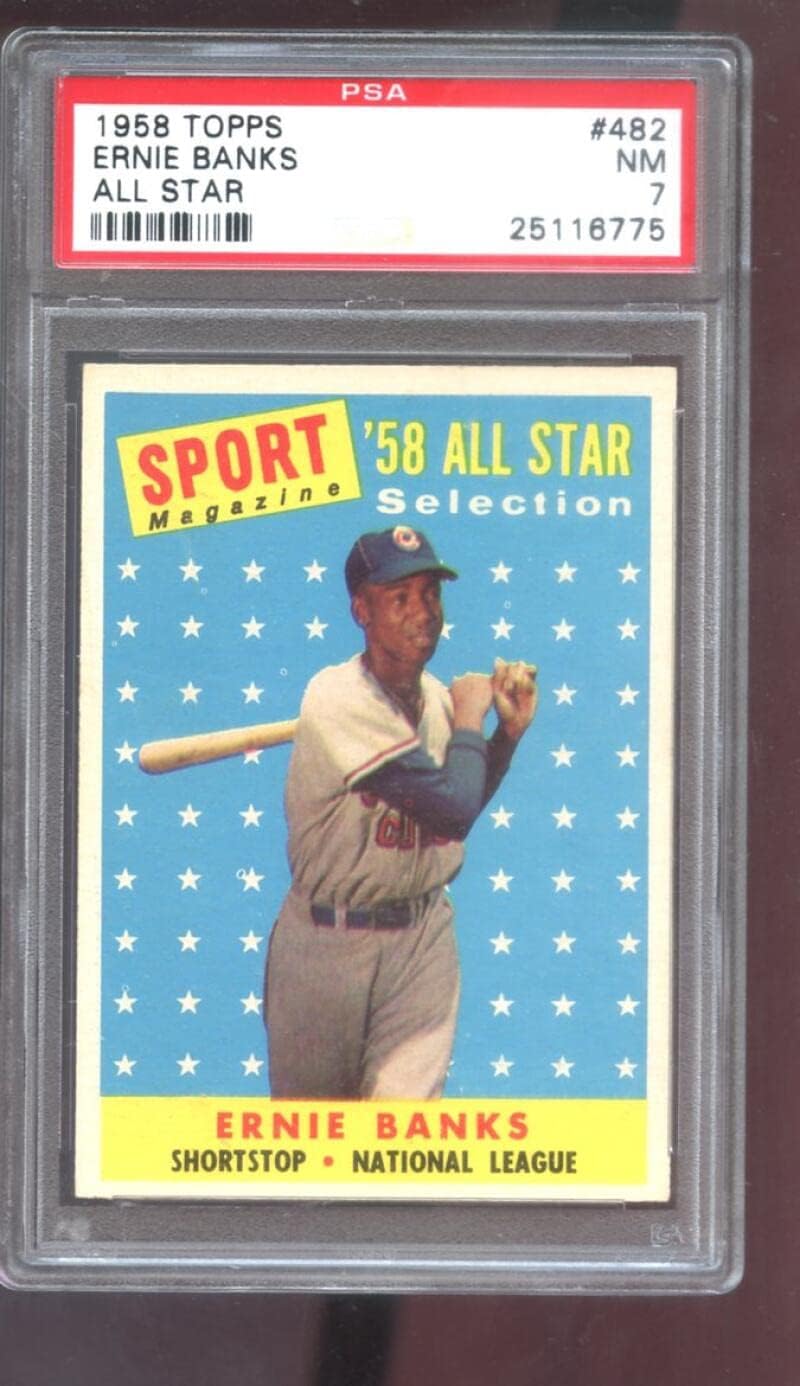 1958 Topps #482 Ernie Banks All-Star Sport Magazine PSA 7 Graded Baseball Card