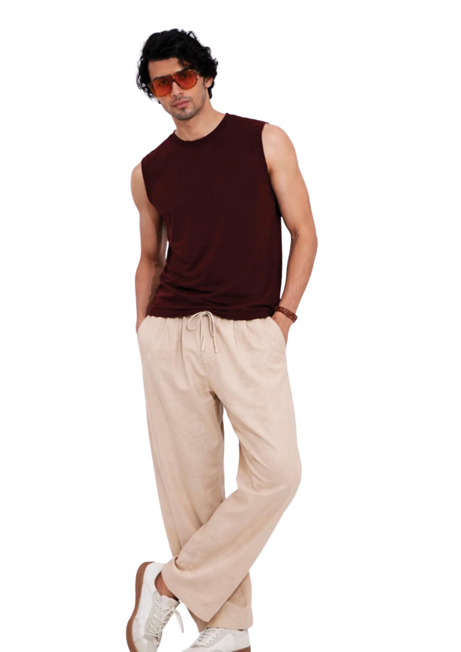 Men's Tank Top | Maroon Sleeveless Vest | 180 GSM 100% Cotton Regular Fit | Casual Wear-image-41