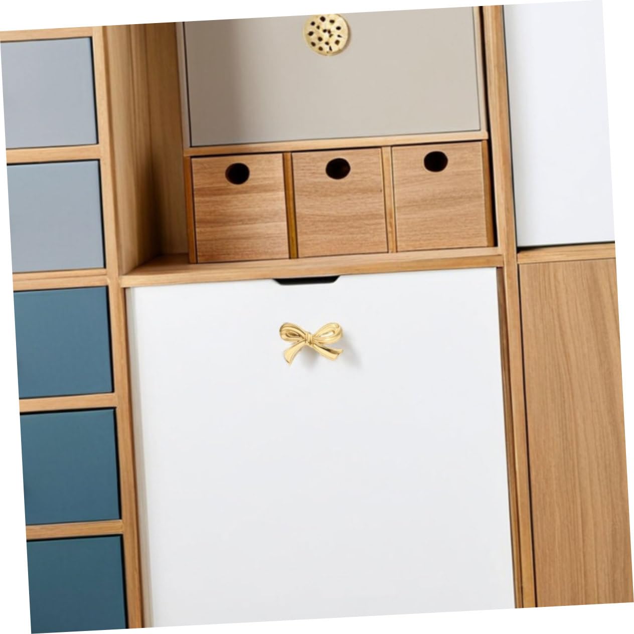 Pomelli a Fiocco in Ottone Oro, Set da 6 per Mobili Vintage