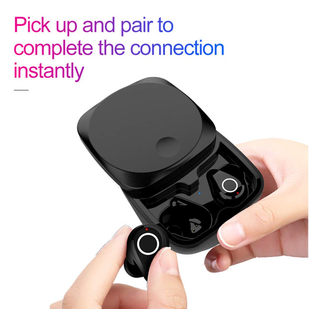 3D Cuffie Bluetooth, Auricolari Bluetooth 5.0 Senza Fili Stereo Sportivi in Ear con Custodia da Ricarica 800mAh Microfono Leggeri Hi-Fi Cuffie Hi-Fi, C