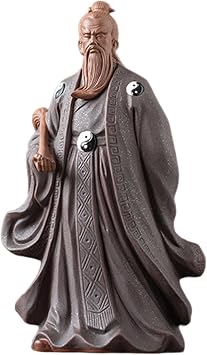 Authentic Zisha Clay Tai Chi Statue of Zhang Sanfeng, Zen Meditation Figurine for Home & Office Desk Decor, Feng Shui Ornament