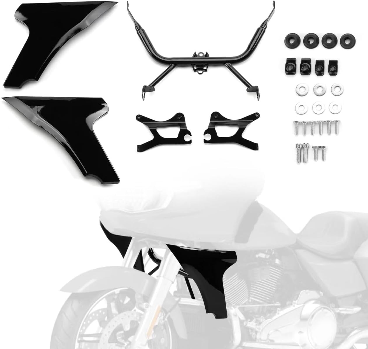 Side Fairing Panel Bracket Motorcycle Fairing Support Brackets Kit Fit for Touring Road Glide 2024-up,CVO Road Glide 2023-up,CVO Road Glide ST 2024-up (Vivid Black)