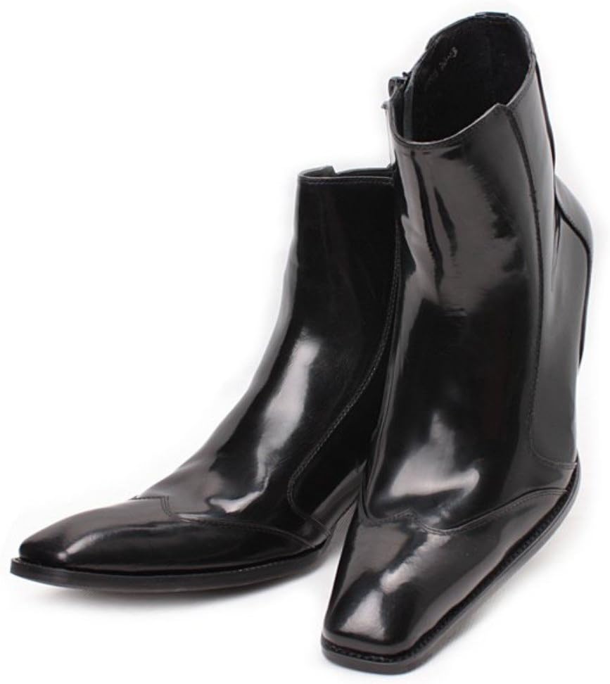 Mens Leather Square Toe Side Zipper Riding Motorcycle Ankle Boots Black Winter Shoes