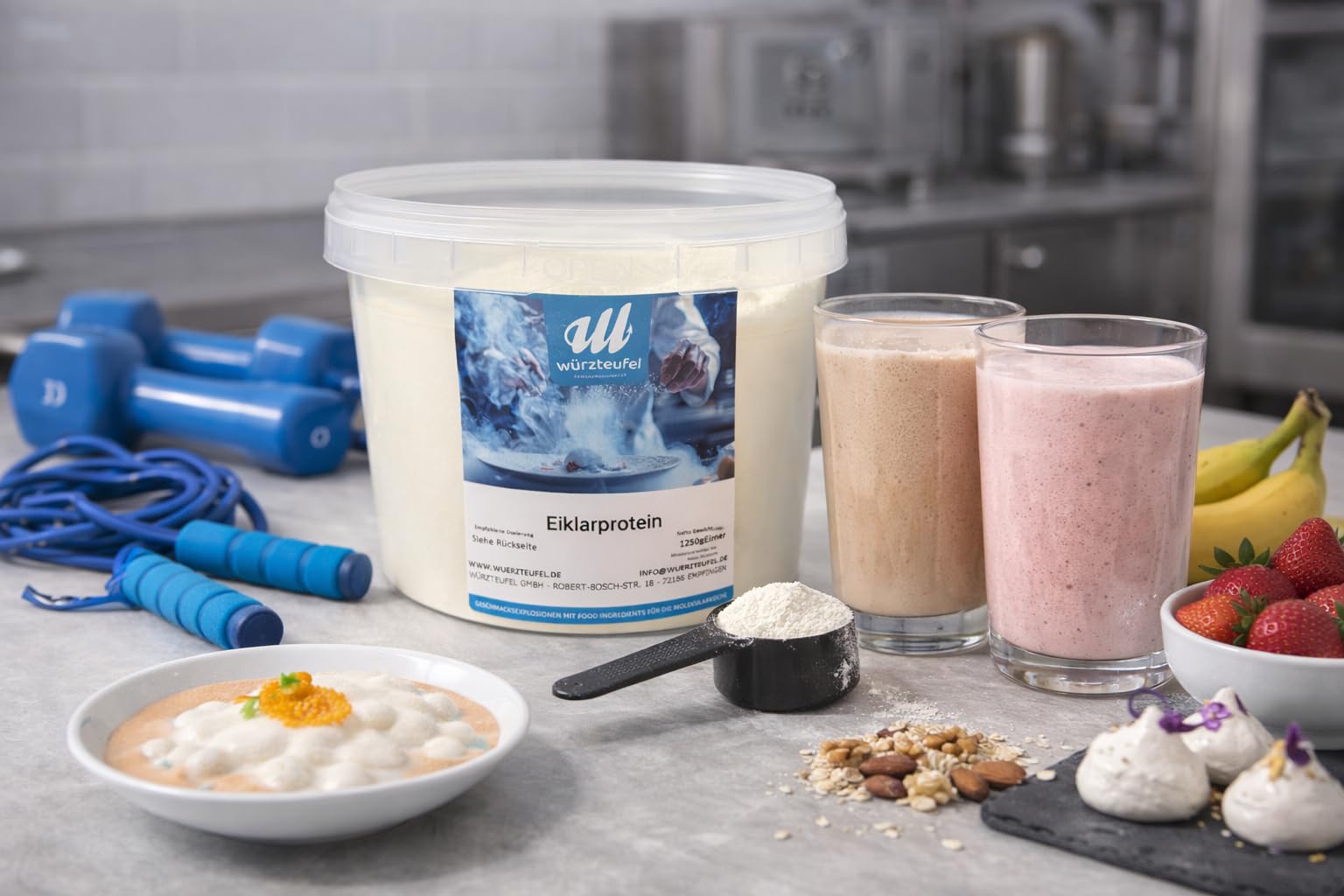 Eiprotein Pulver – 100% reines Hühner-Eiweiß - sprühgetrocknet - aus Bodenhaltung – Eiweißkonzentrat für Backen & Kochen – tierisches Protein – 1,25kg PE-Eimer