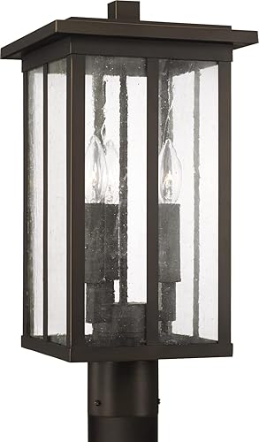 Capital Lighting 943835OZ Barrett - Farol rectangular de cristal envejecido para exteriores, 3 luces, 180 vatios totales, 19 pulgadas de alto x 9