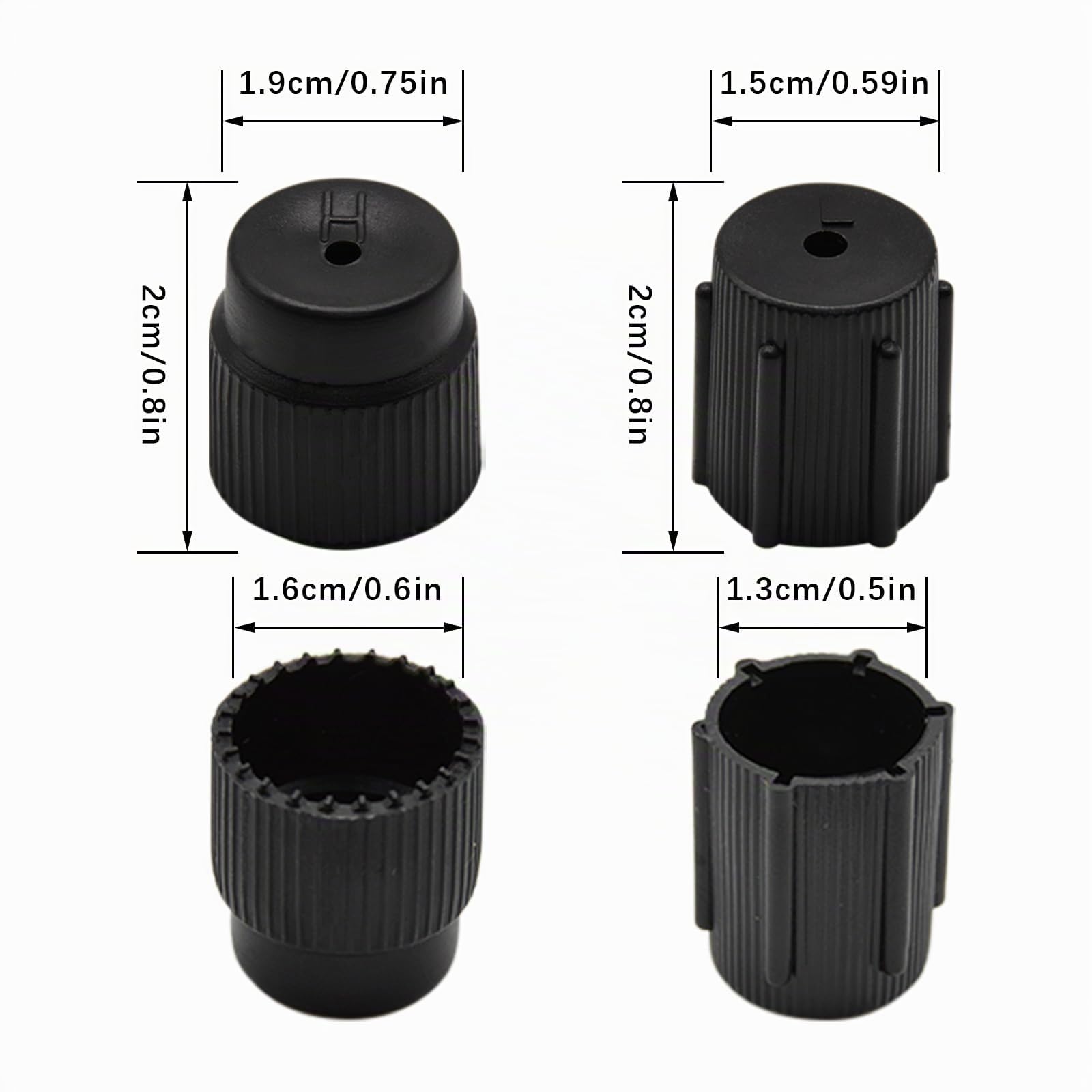 Juego de 20 tapas de válvulas de aire acondicionado, acoplamiento rápido de adaptador de automóvil de repuesto con servicio R134a, reparación de aire acondicionado del sistema de CA (13 mm / 16 mm)