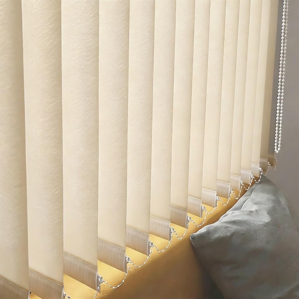 Store Californien Rideau Coulissant, Stores Verticaux Anti-UV Protection Vie Privée Beige 80 90 100 120 140 150cm Rideaux en Tissu à Lamelles pour Portes Coulissantes en Verre, Hôtel(W80xH150cm)
