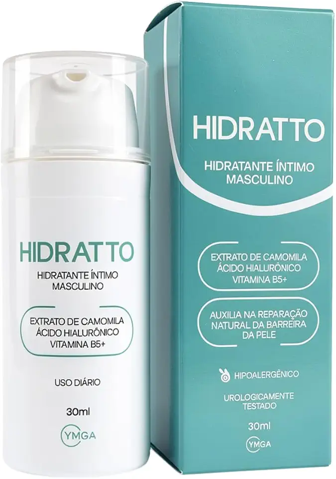 Creme Hidratante Íntimo Masculino YMGA 30ml - Com Ácido Hialurônico, Vitamina B5 (D-Pantenol) e Extrato de Camomila