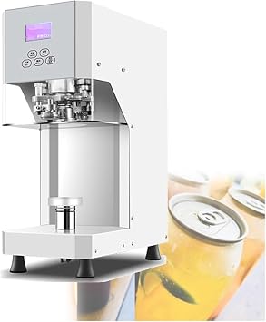 370w Electric Aluminum Cans Sealing Machine Commercial Can Sealer Machine Semi Automatic Tabletop Can Sealing Tool Milk Tea Drink Bottle Sealer,White