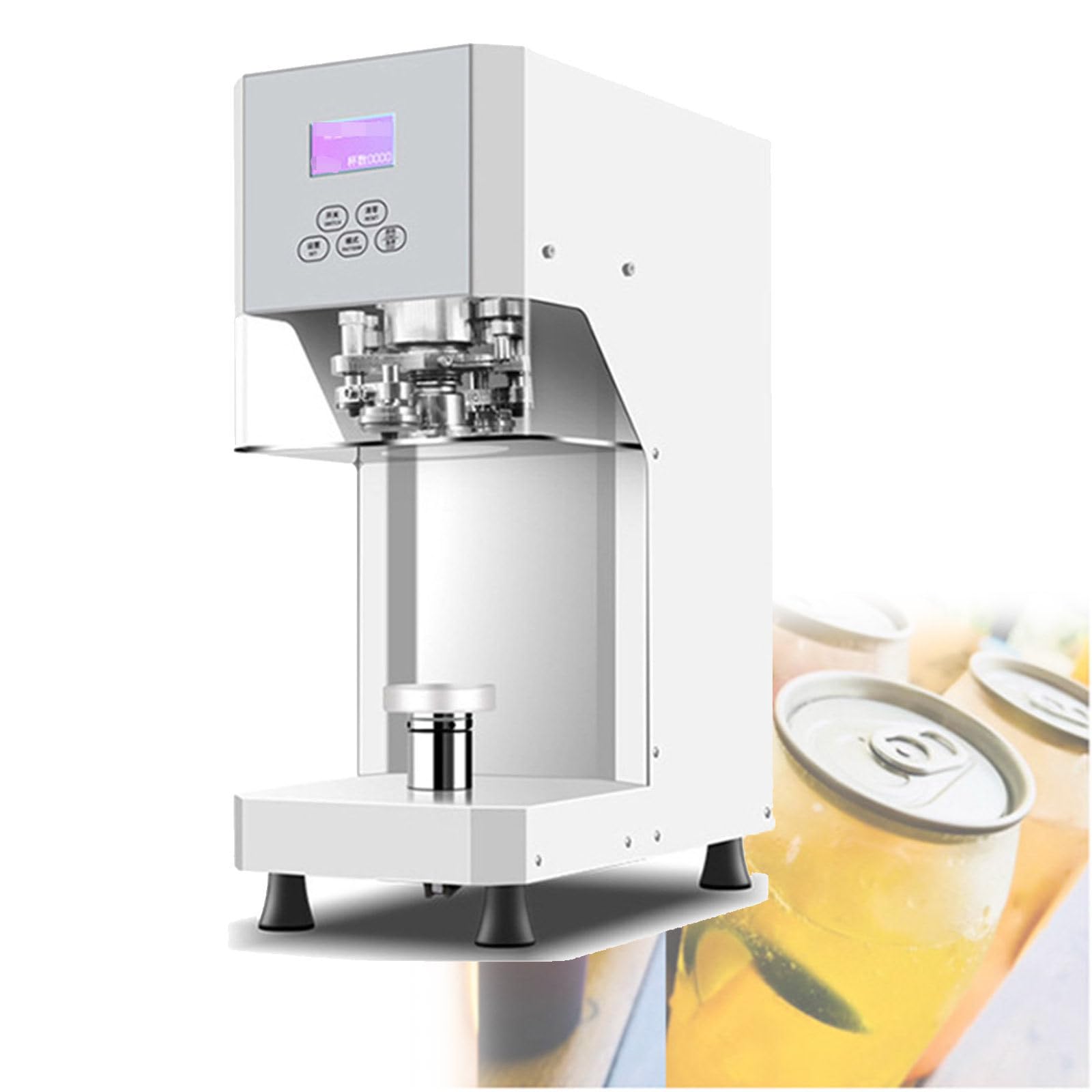 YXZYFPP Semi Automatic Can Sealer Machine 370w Electric Commercial Tin Cup Sealer Can Sealer with Counter Benchtop Can Seamer Electric Cup Sealer Machine Sealing Machine Tool (White)
