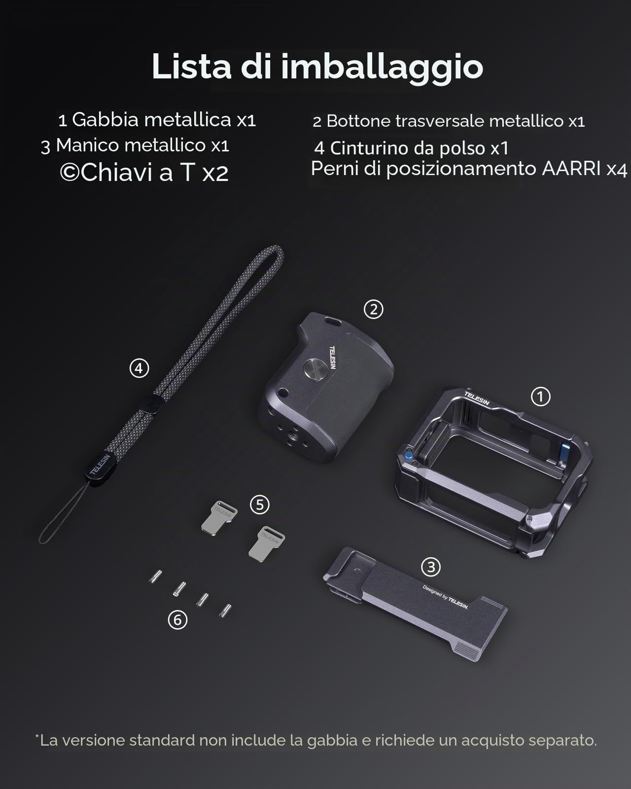 TELESIN Street Grip Kit per Hero 9-13 con Gabbia Metallica Rabbit Impugnatura Fotocamera con Design a Bilanciere | Scocca in Lega di Alluminio | Slot TF di Riserva | Accesso Rapido alla Batteria