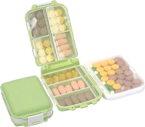 Skycase Organizador de píldoras, 1 unidad Pastilleros, Diseño plegable Organizador semanal de pastillas, 7 días, 8 compartimentos, pastillero