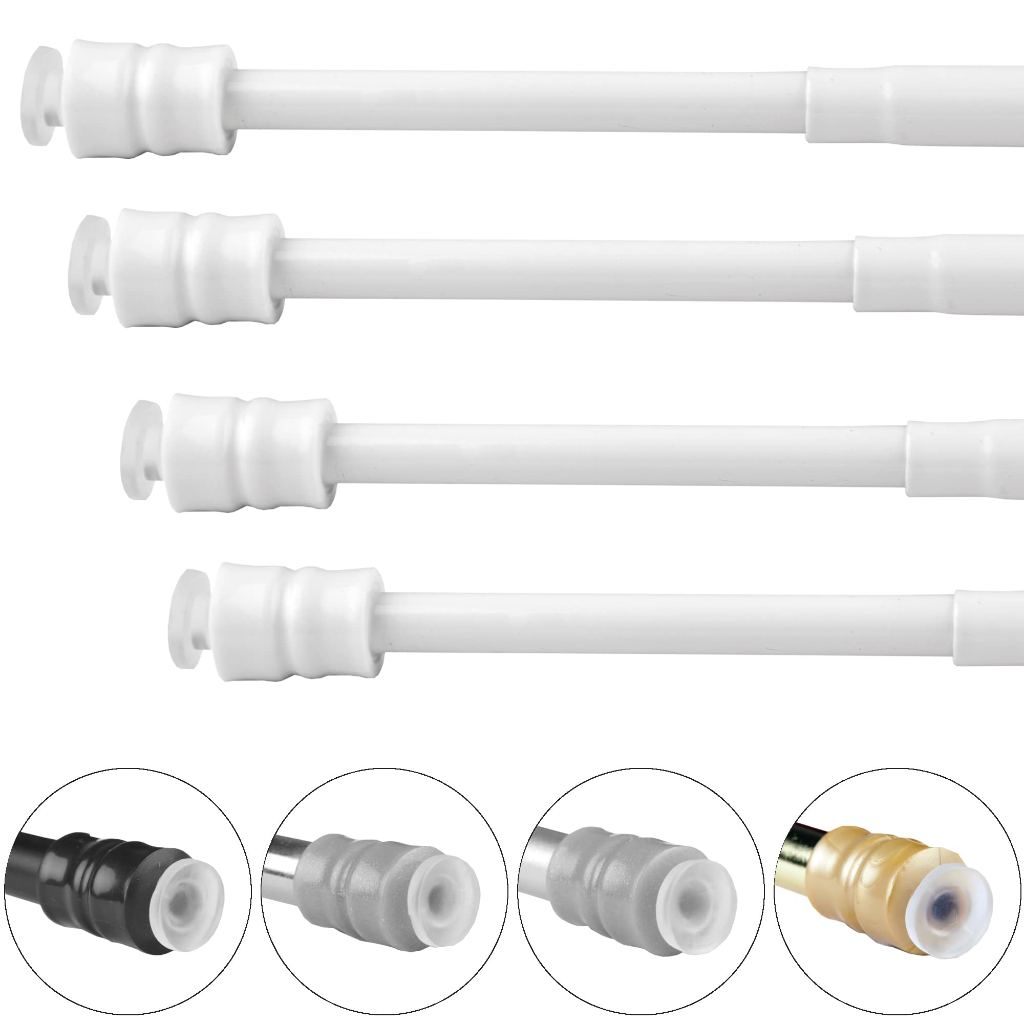 Klemm-Gardinenstangen Set, 4 Stück – Ausziehbar 25-40 Cm, Weiß, Ohne Bohren