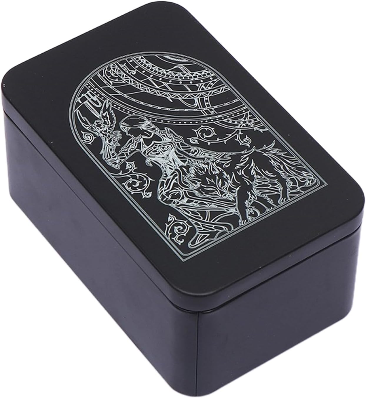 Tarots Cards Astrologys Trinkets Iron Tarots Cards Storage Case Container for Fortune Telling Witches Astrologys Trinkets Playings Cards Storage Case