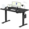 FLEXISPOT Essential Standing Desk 48 x 24 Inches Whole Piece Desk Board Electric Height Adjustable Desk Computer Laptop Sit Stand Desk (Black Frame + 48" Black Top)