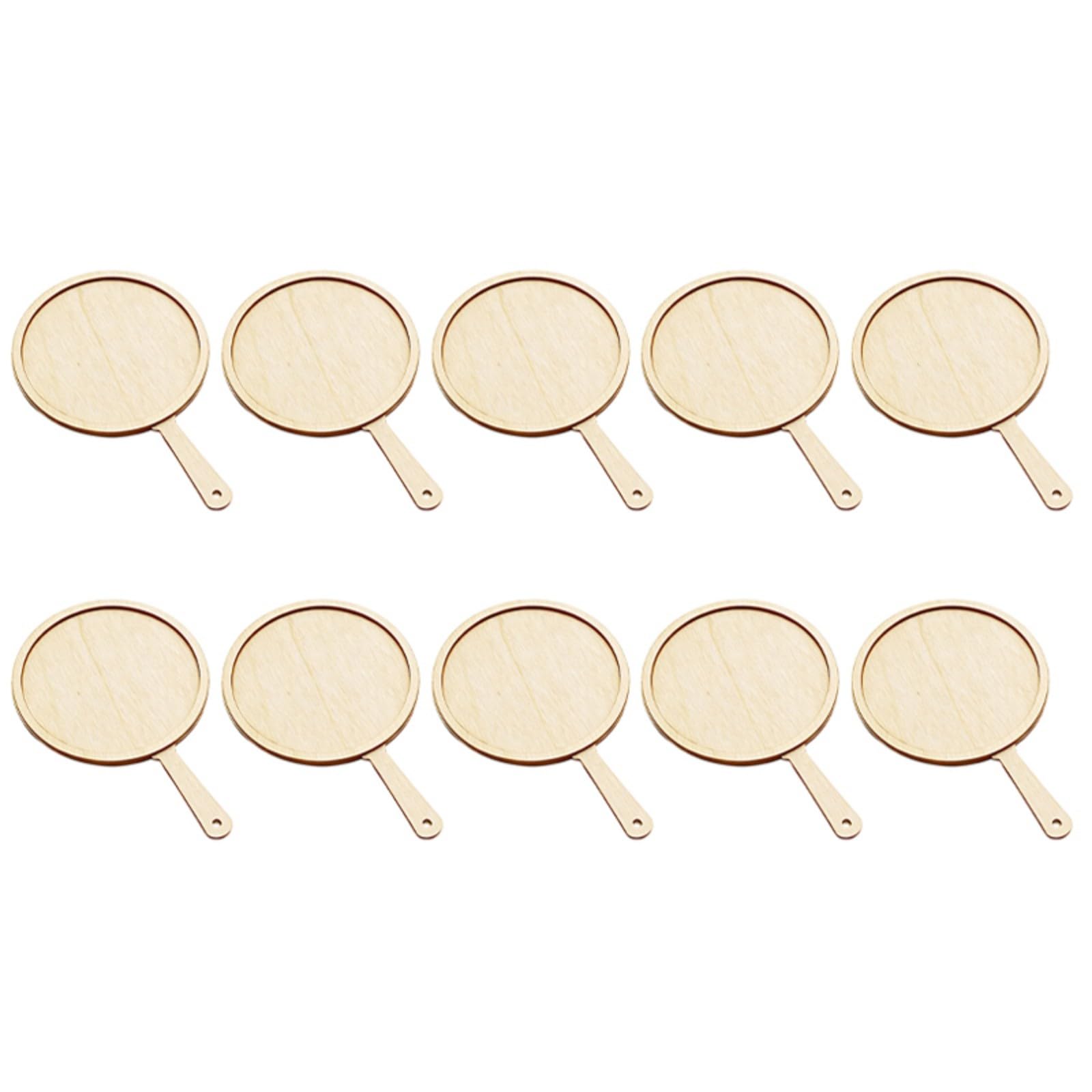kokdid 10Pcs Unfinished Wooden Fan Shape Cutout Unpainted Wooden Handheld Fan for Painting Wedding Decoration Cultural Event Empty Chinese Admirers