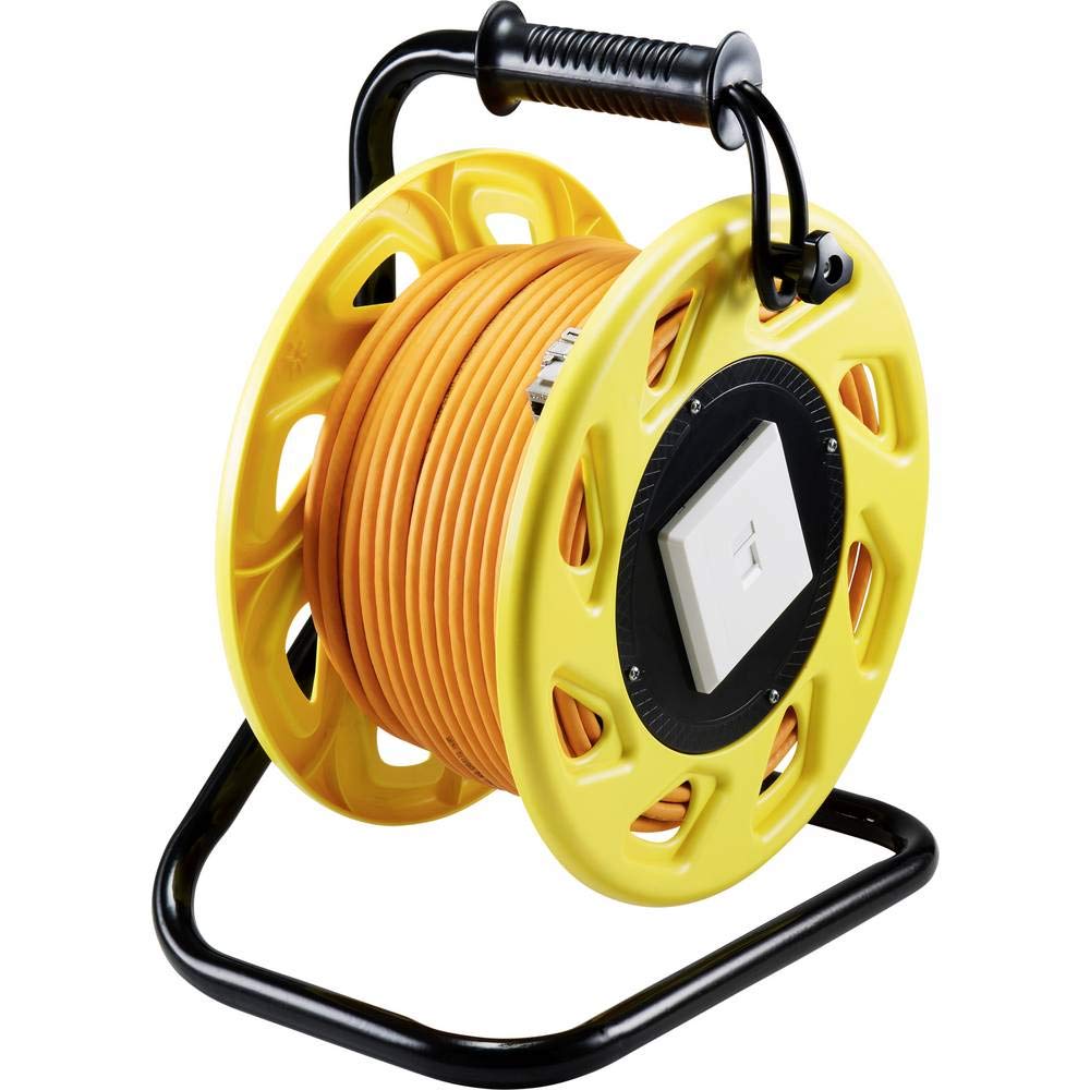 Renkforce RJ45 réseau informatique Enrouleur de câble CAT 7a S/FTP 50.00 m orange rond