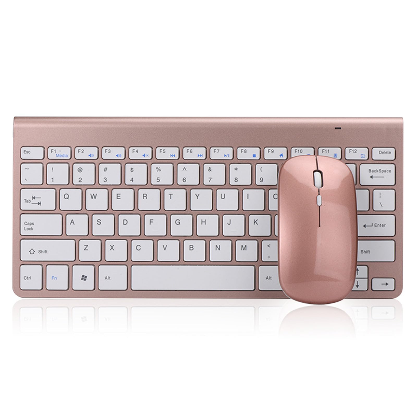 ZTZ Splumzer 2.4G Mini USB Keyboard with Silent Mouse Combo for Laptop/Desktop/Table and PC, Ultra Slim Portable Mute Wireless Keyboard and Mouse Combo (USB Receiver in Keyboard) (Gold)