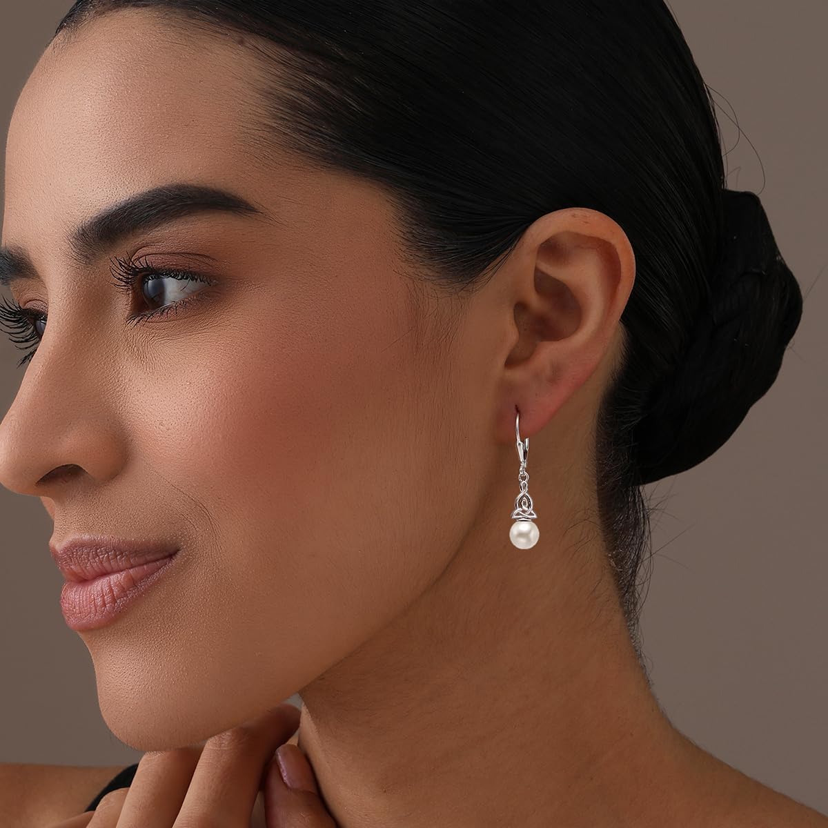 LeCalla 925 Sterling Silver Drop Dangle Earrings for Women | Lightweight Pearl Leverback Earrings | Women's Silver Dangle Earrings Jewelry Gift for Women, Wife, Mom, Anniversary, Birthday, Christmas