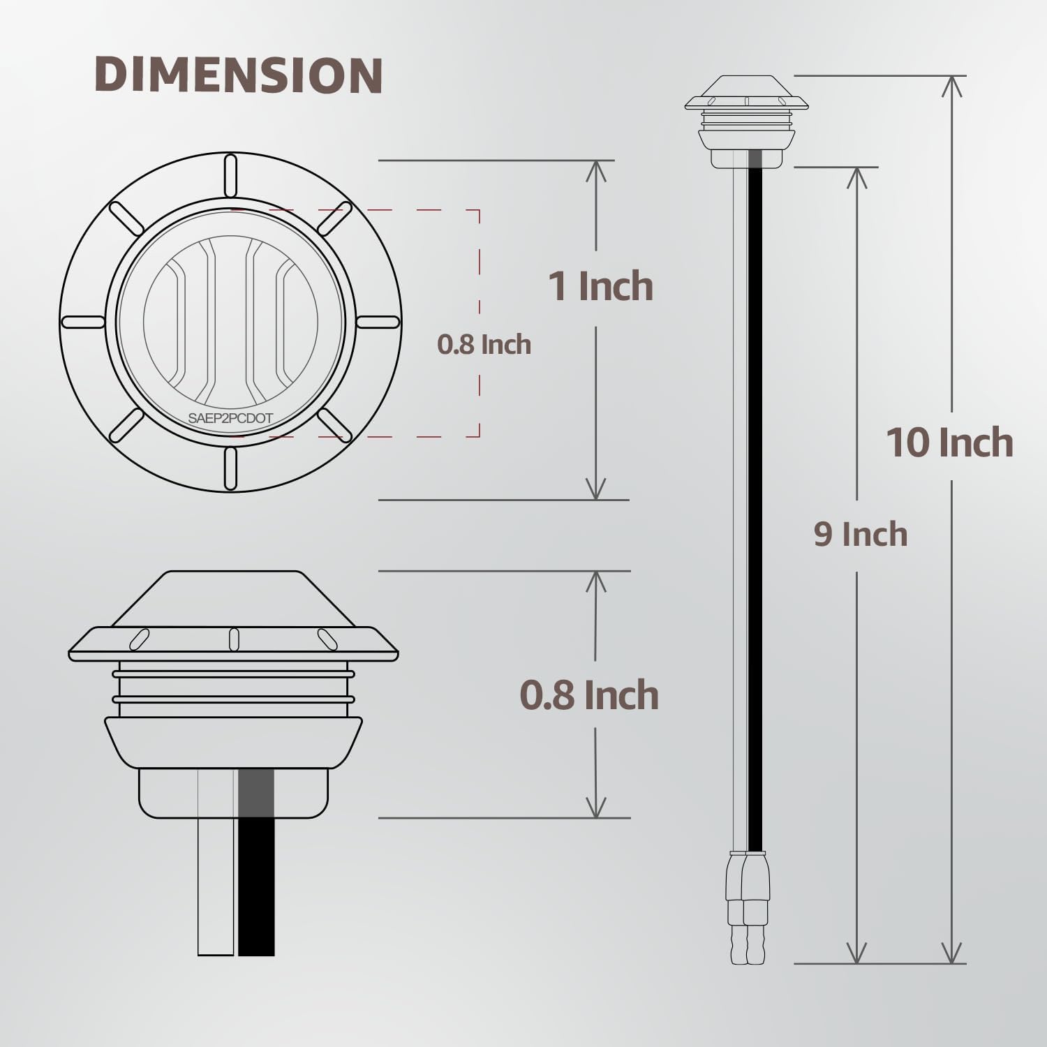 MADCATZ 50 Pcs 3/4" LED Clear Lens Amber Marker Lights 3LED with Bullet Connector Plug + 2 Prong Continuous Wire Harness Roll, 50 Female Plugs - 6.5 inch for Truck Trailer Pickup 12V DC