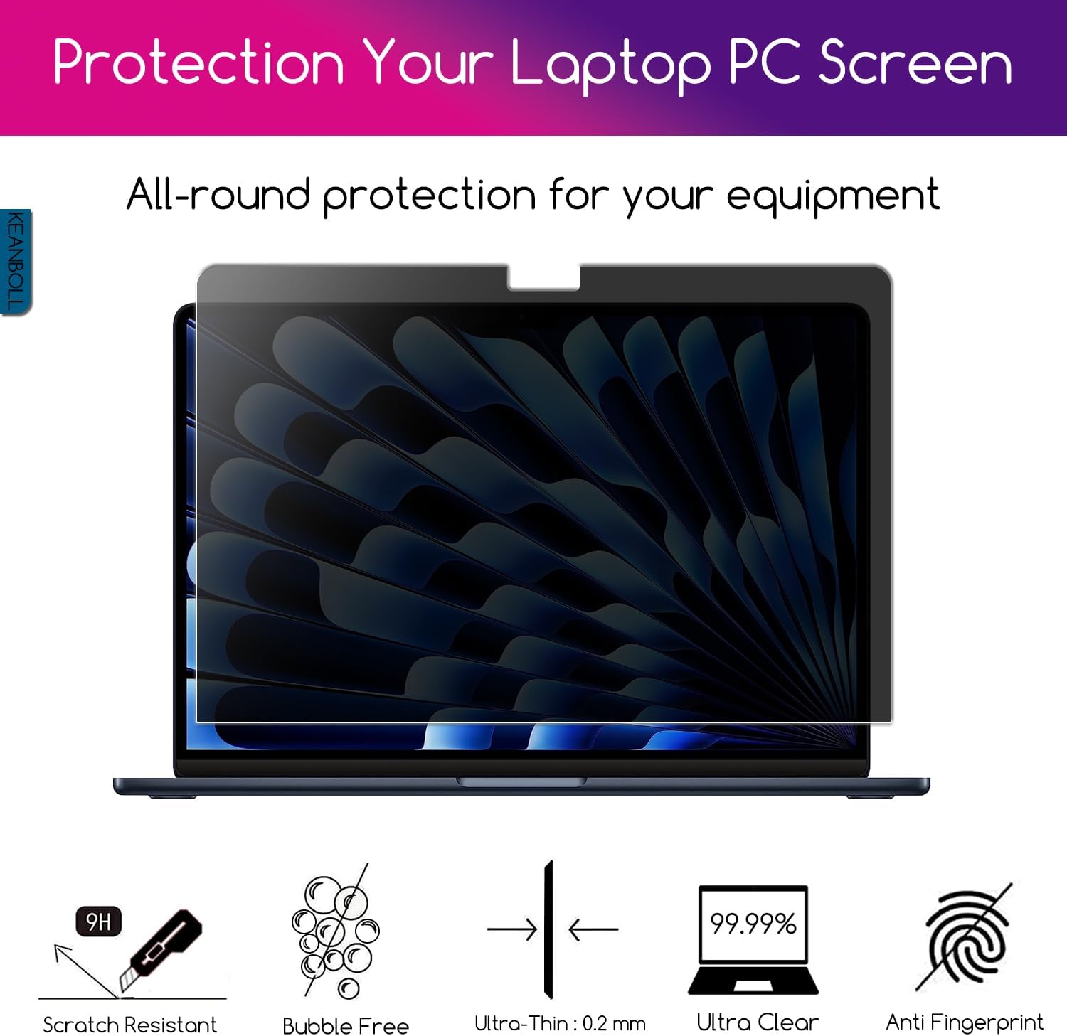 16" Privacy Screen Protector | 9H Tempered Glass with Anti-Blue Light & Anti-Glare | Universal Fit for HP, Dell, ASUS, Samsung, Lenovo, Acer, MSI 16:10 Laptops (Wide-Angle Privacy + Eye Comfort)"