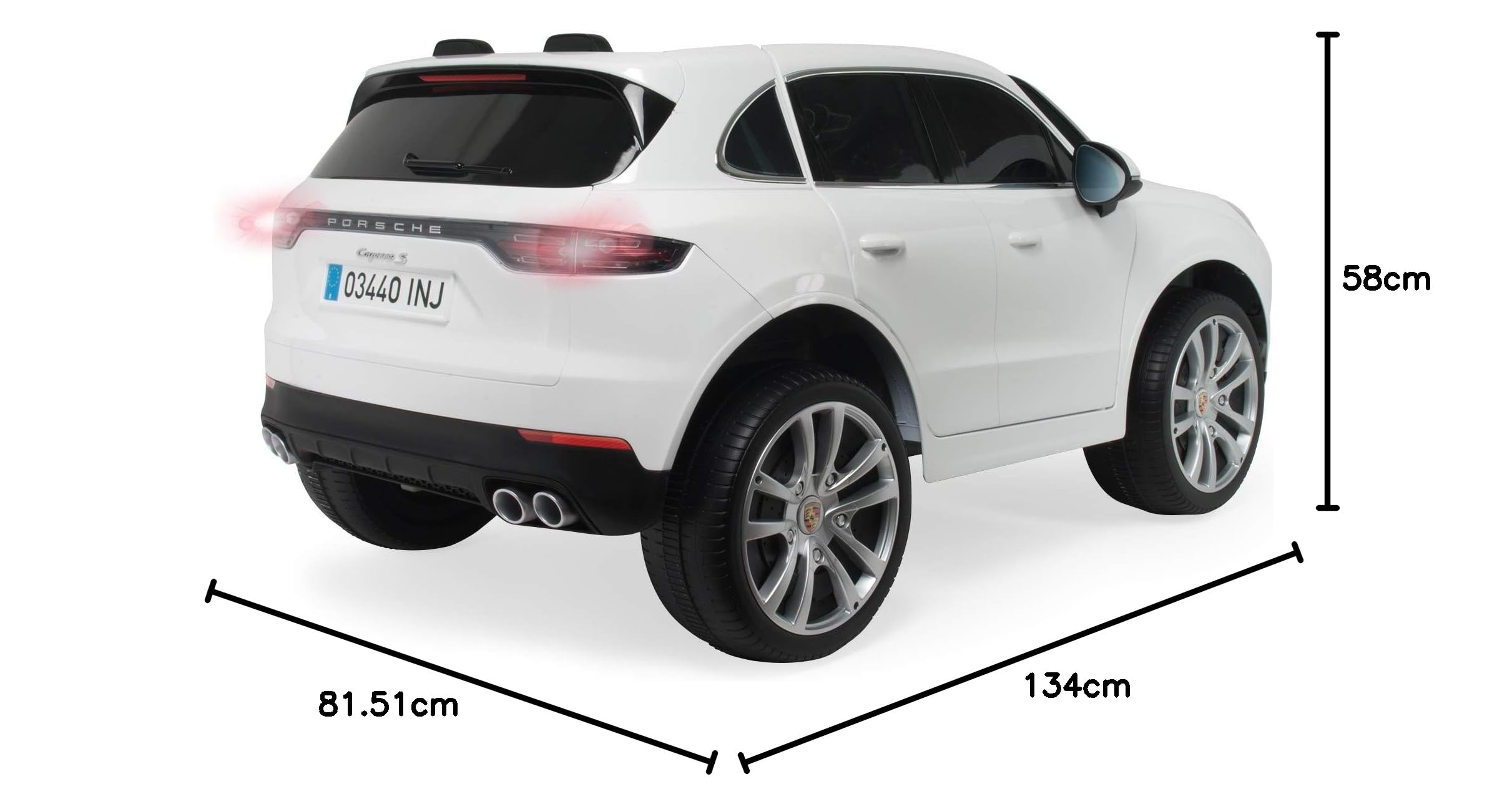 Samochód Elektryczny Dla Dzieci Porsche Cayenne 12V – Auto Na Akumulator z Oficjalną Licencją Porsche, Pilotem Zdalnego Sterowania, Światłami i Dźwiękami – 6 km/h – INJUSA