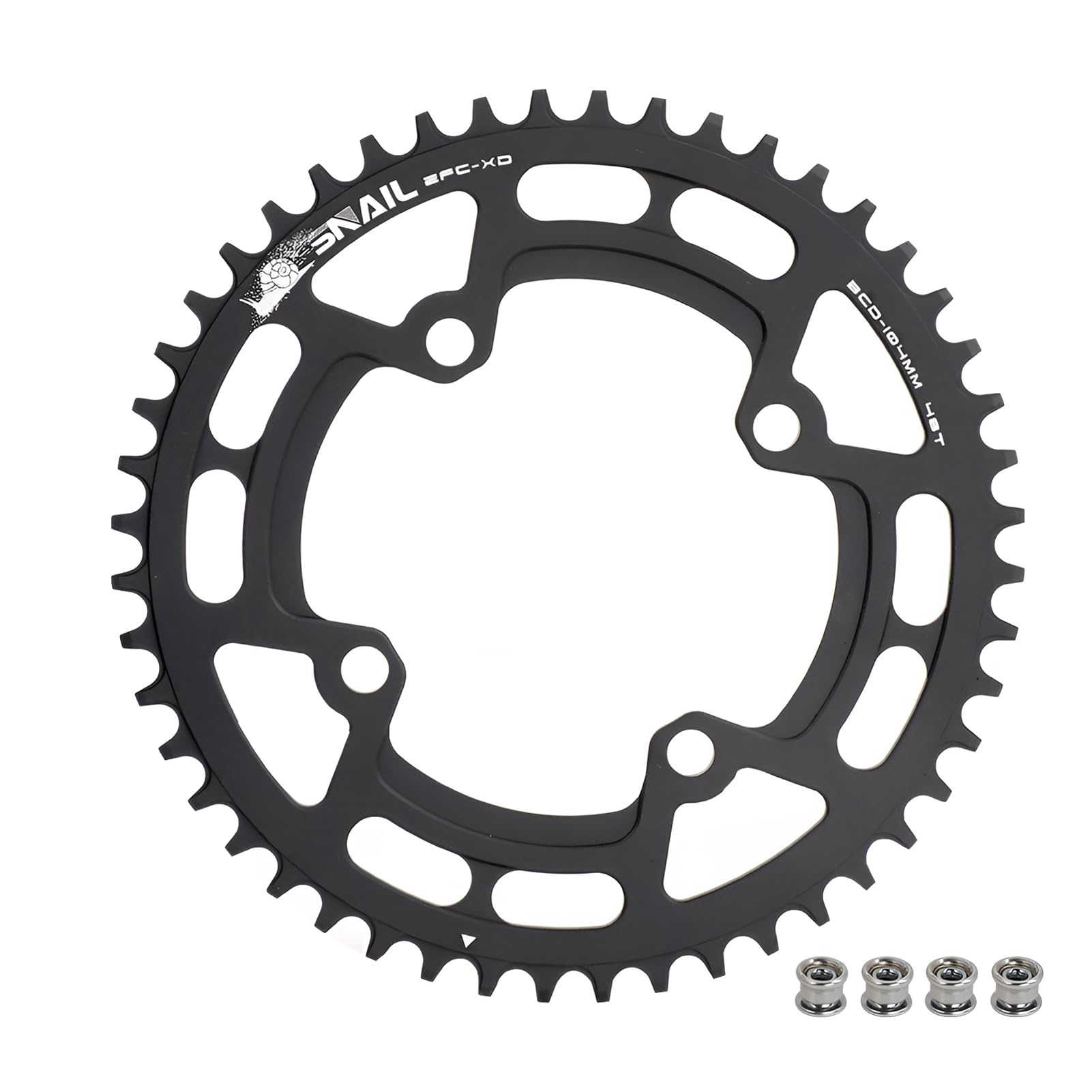 BESNIN Bike Chainring 104 BCD 30T 32T 34T 36T 38T 40T 42T 44T 46T 48T 50T 52T Round Narrow Wide Single Chain Ring for 7 8 9 10 11 12 Speed MTB BMX Road Bike (Black, 48T) โ image 1