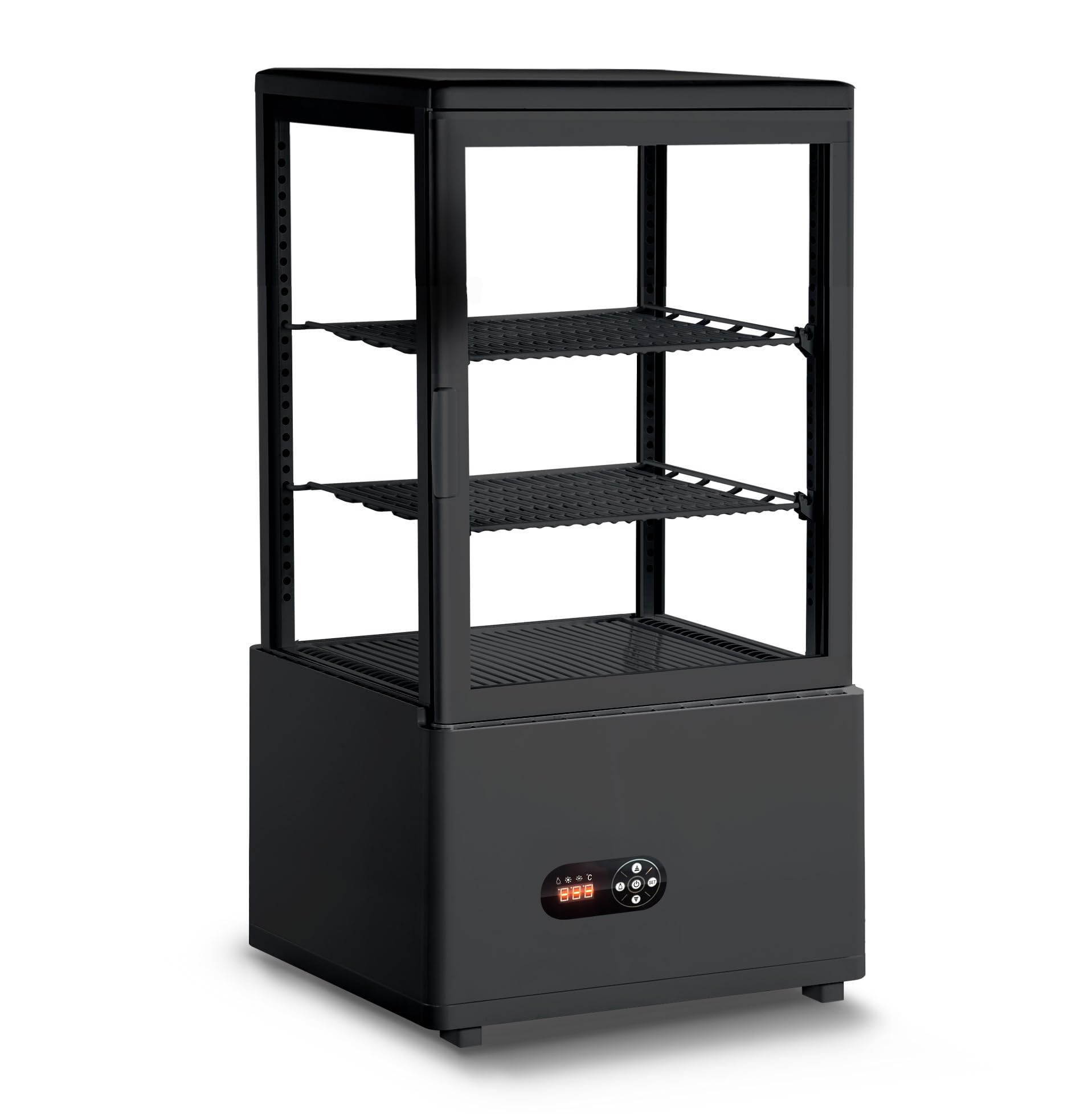 Vitrina Refriguerada Expositora, 58 L, Estantes Ajustables, Iluminación LED, Blanco y Negro medida 45,2 x 40,6 x 81,82 | Vitrina Horeca