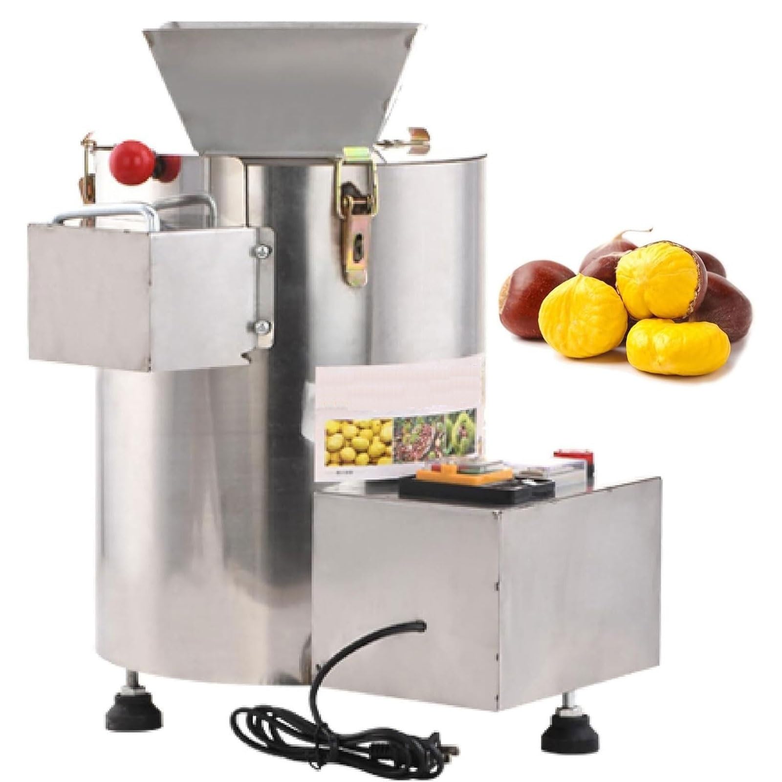 Máquina peladora de castañas, peladora automática de acero inoxidable, peladora de muescas comercial, alta capacidad de producción de 150 kg/h para tiendas de comestibles, restaurantes
