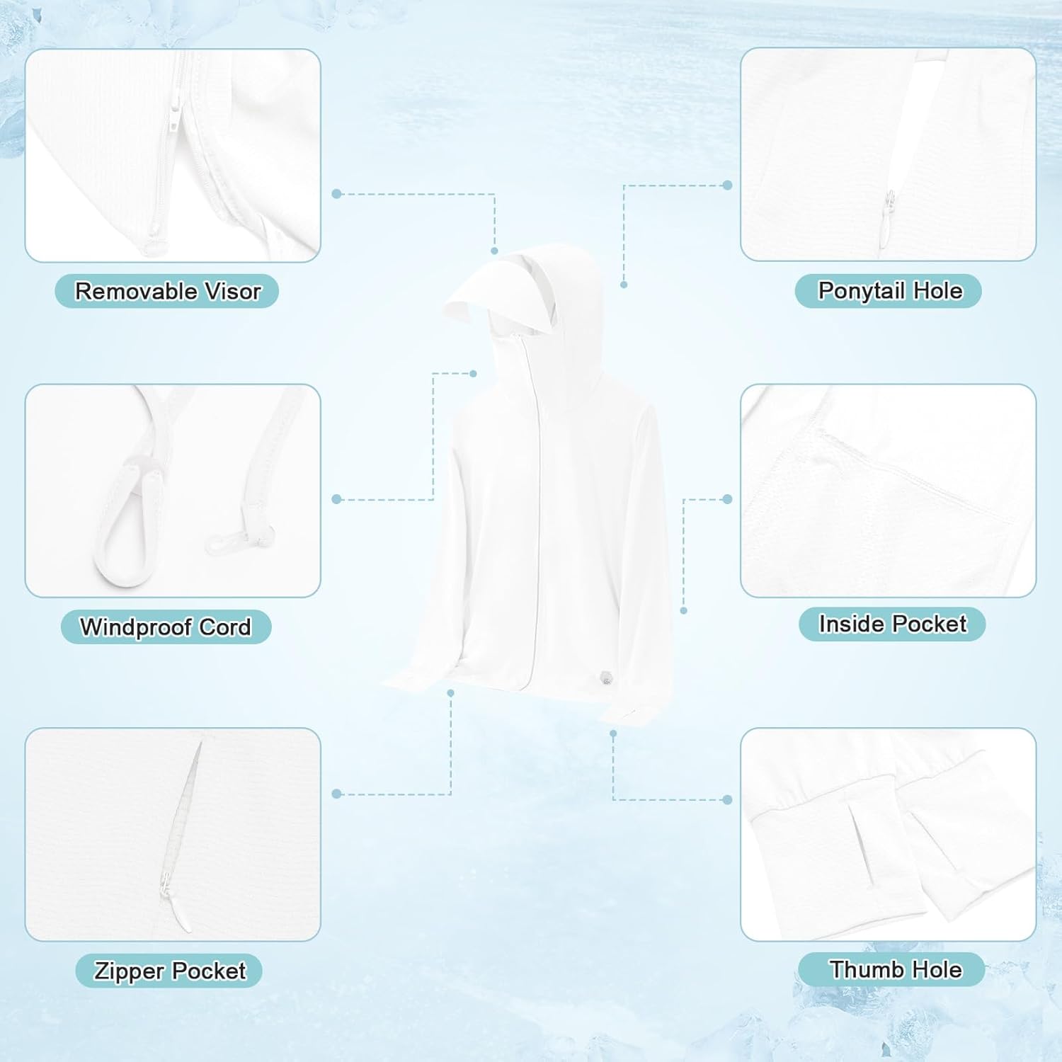 Guooolex Womens UPF 50+ Sun Protection Hoodie Jacket Lightweight Quick Dry Active UV Shirts with Zipper Pockets - Image 5