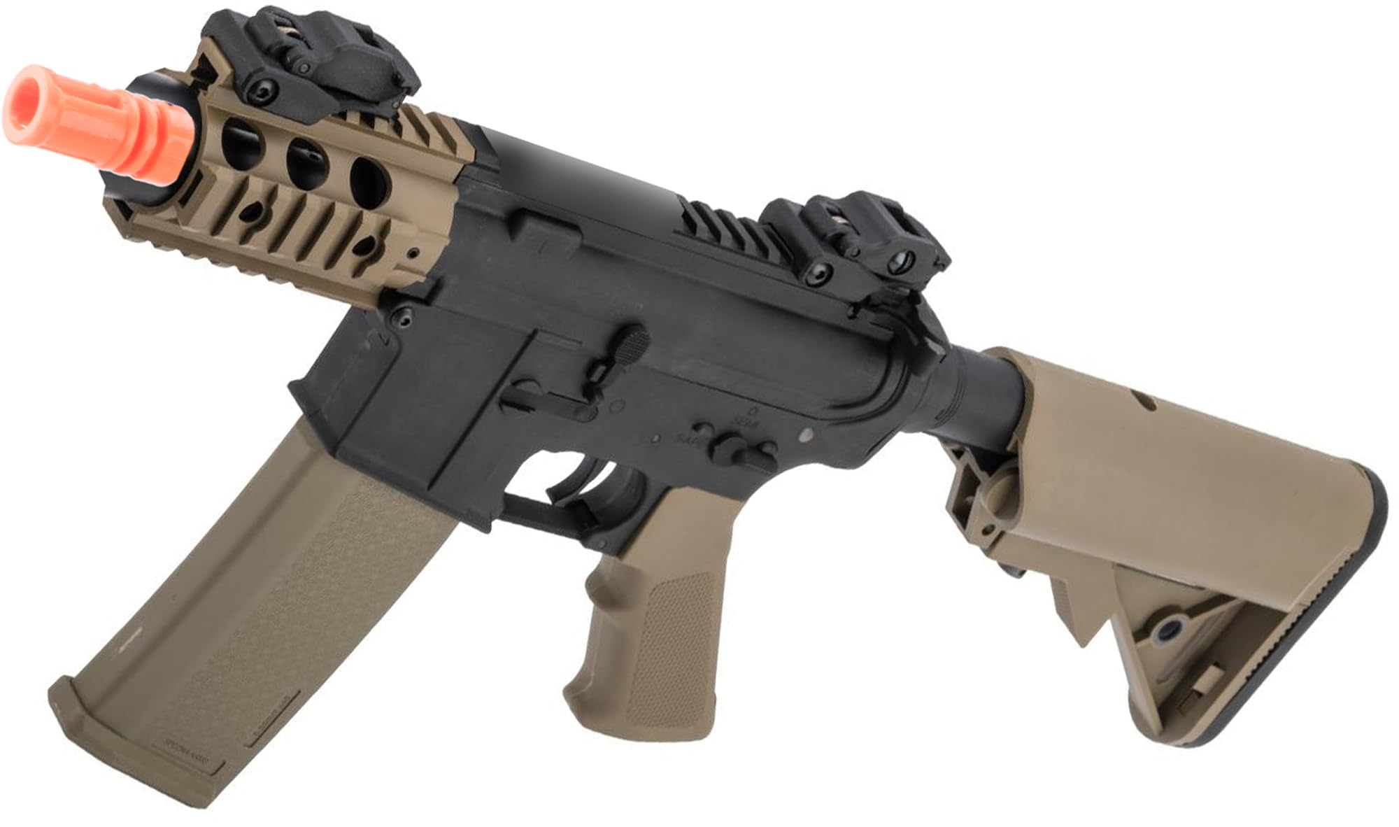 Evike Airsoft - Specna Arms CORE Series Airsoft M4 AEG (Model: PDW/Black+Tan)