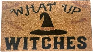 Dolls House Door Mat â€œWhat Up Witchesâ€ Halloween Miniature Hall Step Accessory