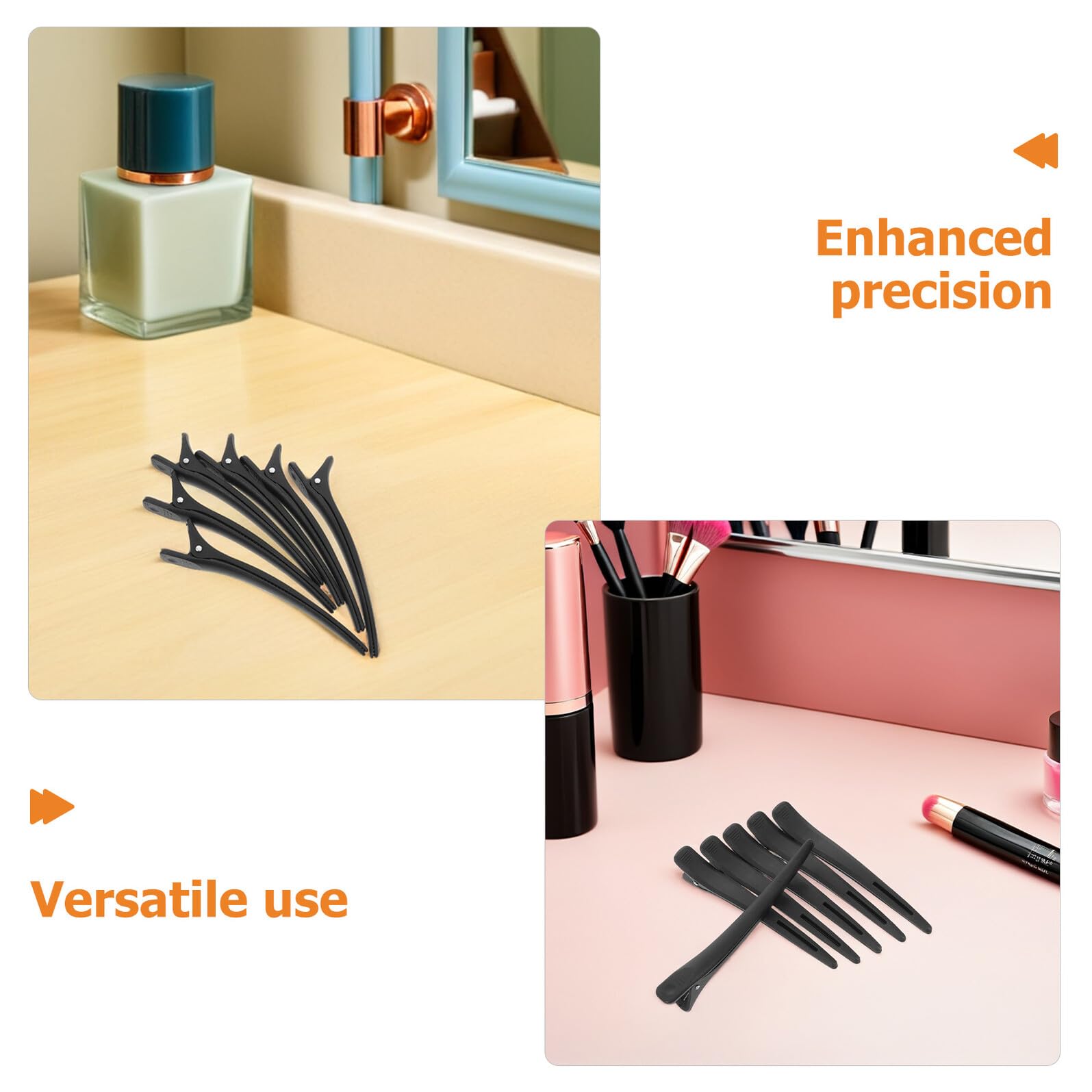 Mikikit 20 Pezzi Fermagli per Capelli Becco d Anatra Neri Antiscivolo per Parrucchieri Clip Separate Precisione Styling per Capelli Sottili e Spessi Salone Professionale
