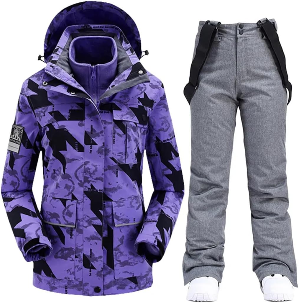 Hcclijo Women Winter Skiing Snowboarding Clothes Thick Warm Waterproof Ski Jackets Snow Jacket + Pants