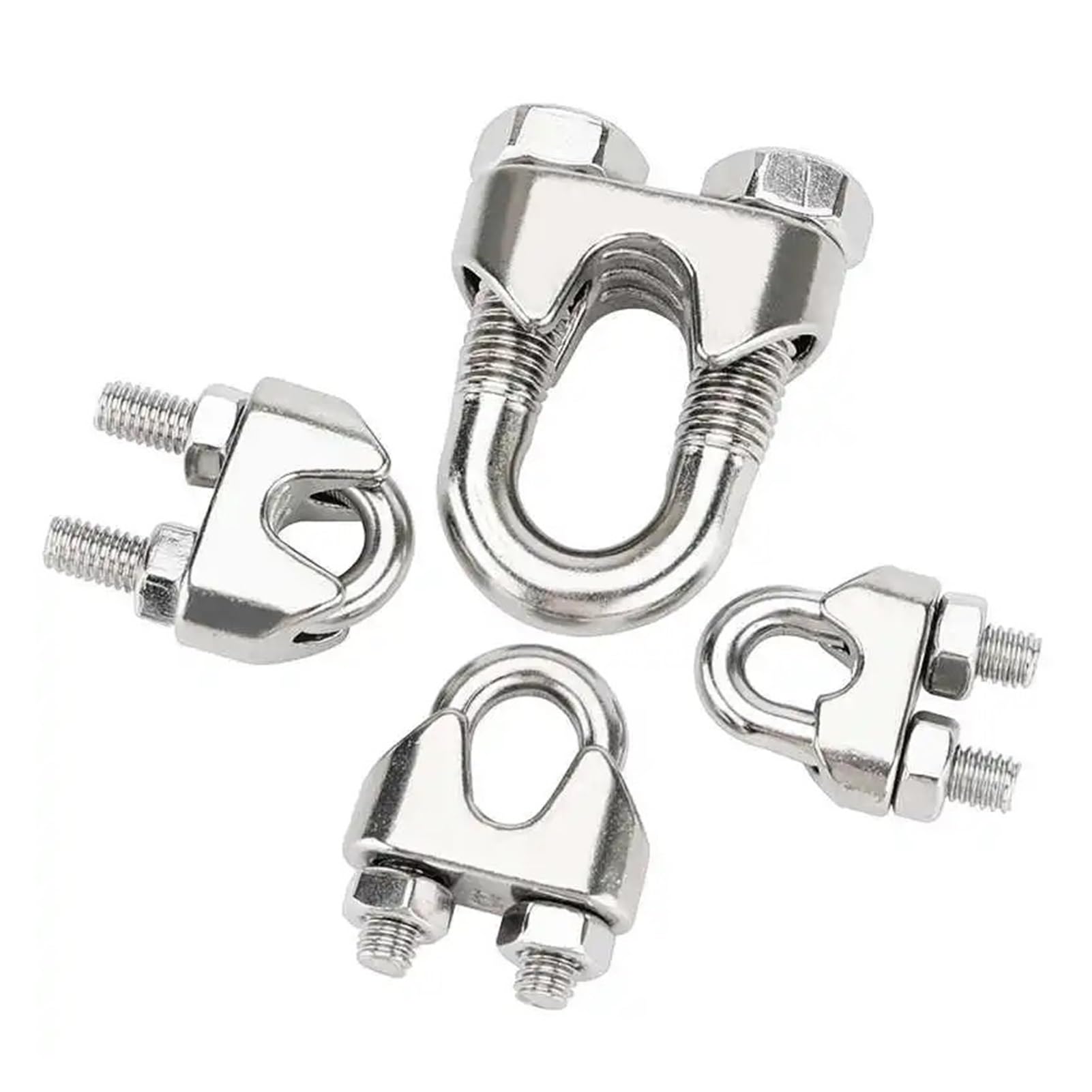 10 abrazaderas de cuerda alambre tipo U acero inoxidable 304 | Abrazaderas for cables M2-M32 Superficie texturizada antideslizante Fácil instalación manual Durable Reutilizable(M16 10Pcs)