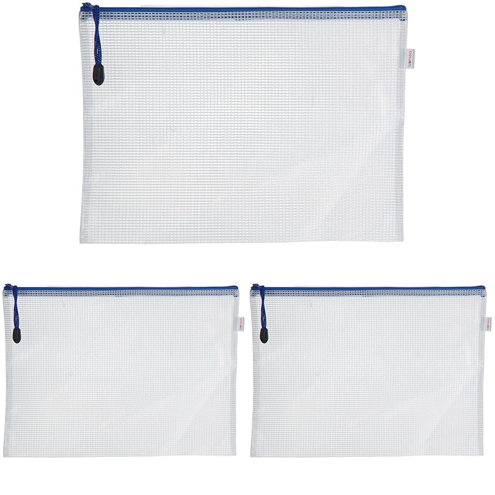 Deli e5654 pvc mesh a4 zipper bag, assorted