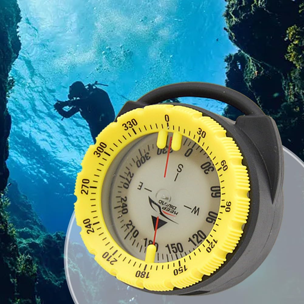Brújula de buceo magnética fuerte de 50 m, brújula de buceo, abrazadera de tubo, brújula luminosa subacuática con soporte de clip de ventana lateral de aguja
