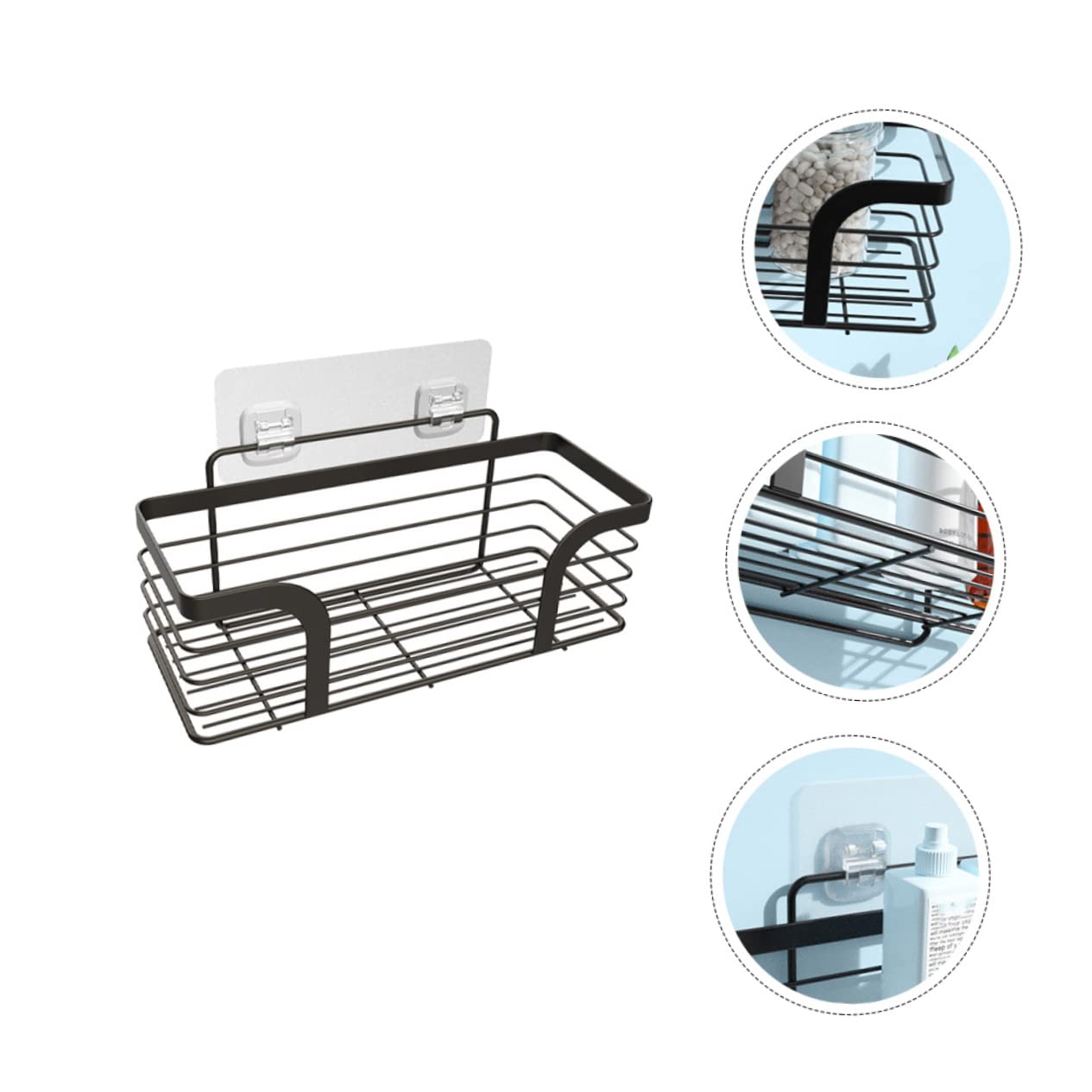 MAGICLULU Estantería Baño Ducha de Acero Inoxidable Negro, Montaje Adhesivo, Esquinas Redondeadas Rebabas, Adecuado para Organizar Botellas Altas en Baño